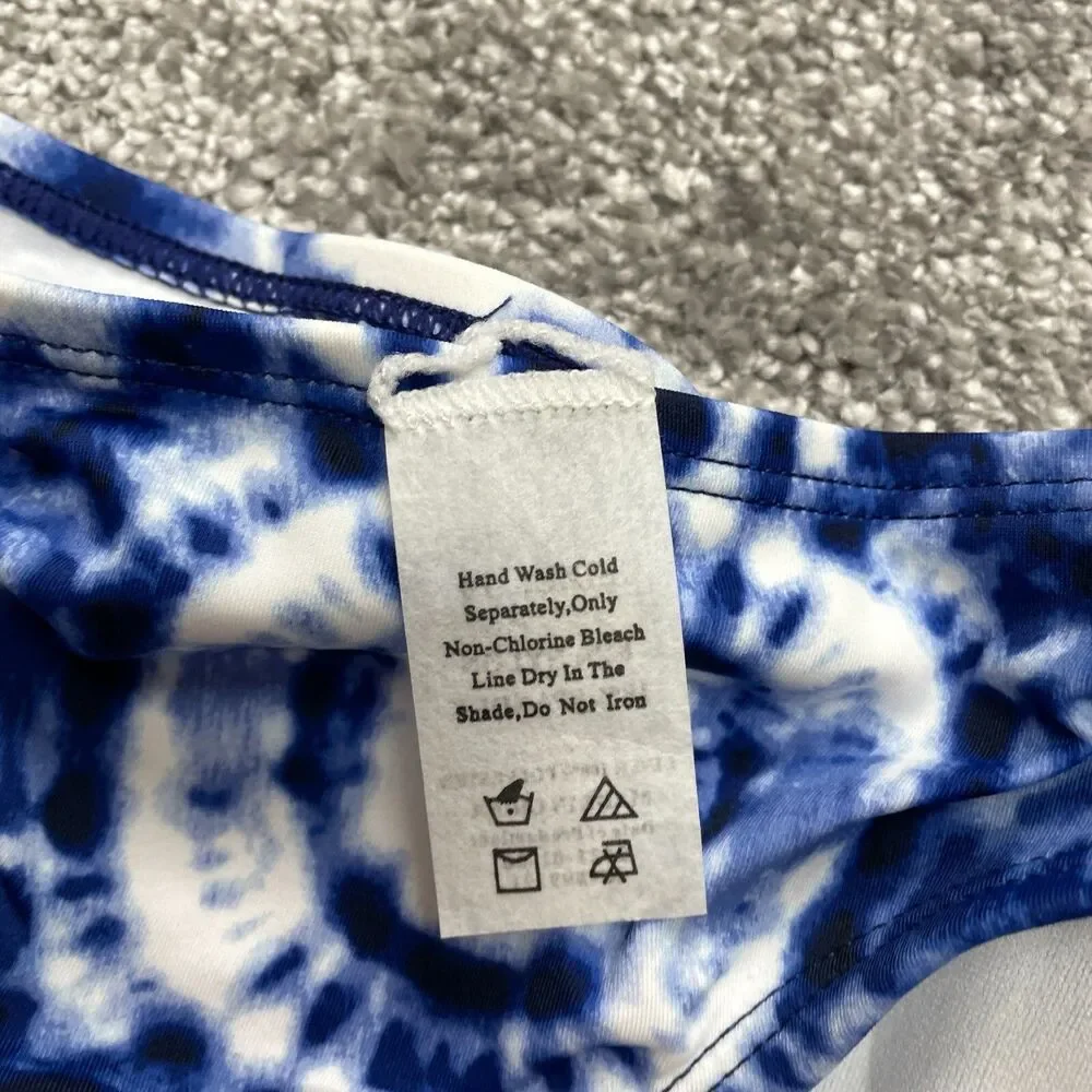 OKAMI Girls 10 Two Piece Swim Bathing Suit Set Blue White Long Sleeve Brief New